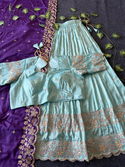 Bloom viscose tissue Designer lehenga