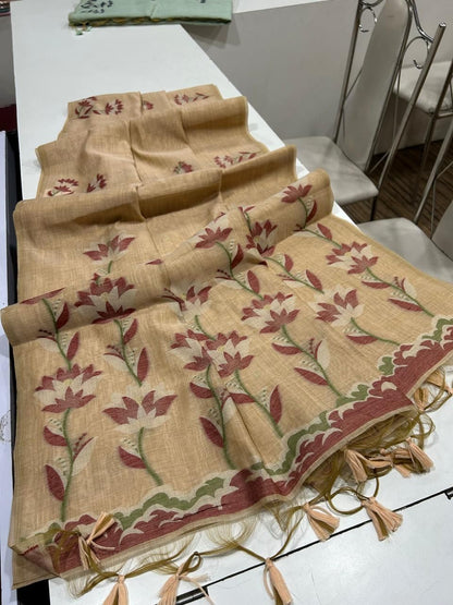 Munga Jamdani  Cotton Classic Resham Budget saree