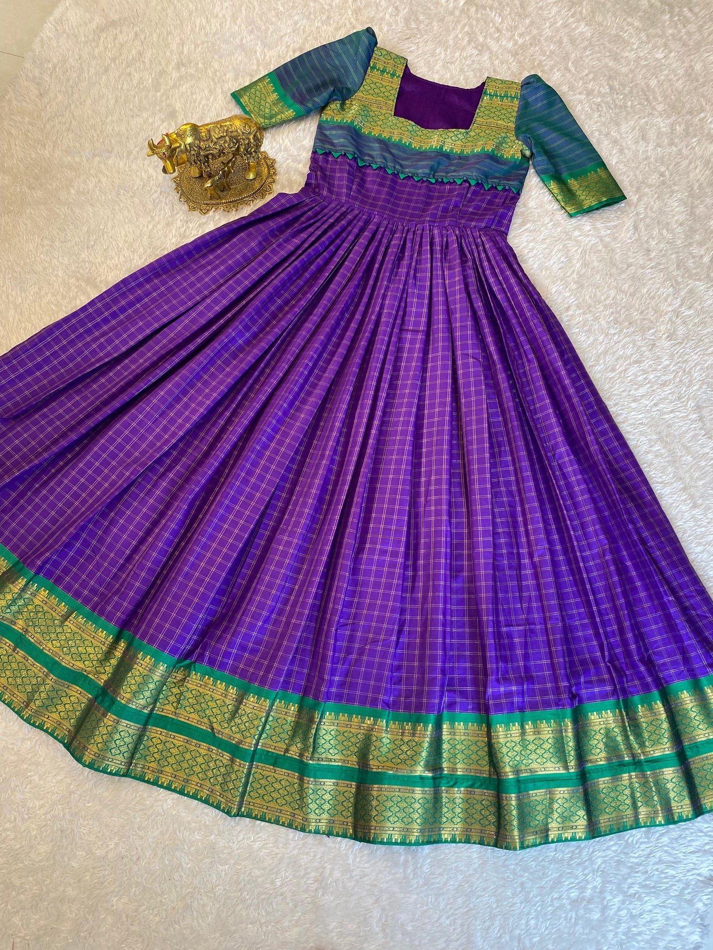 SUPER HIT long gown with cotton silk gown with a pleated flare