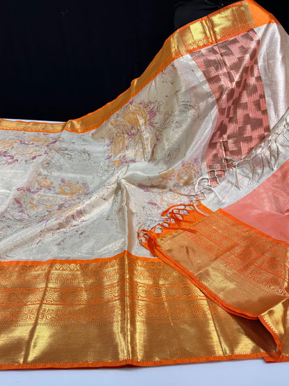 Banarasi Tiuuse Hand painted Classic sarees