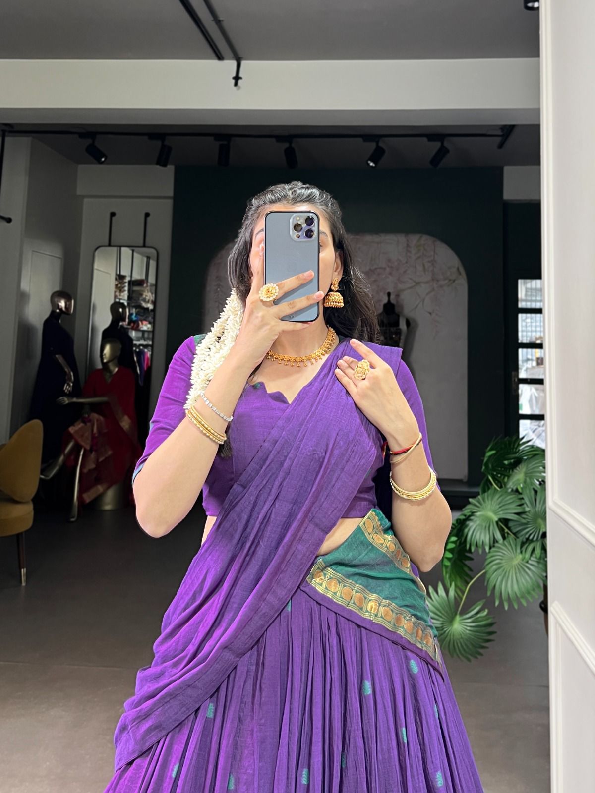Chanderi cotton half saree Lehenga