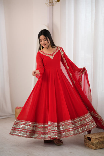 Georgette Anarkali beautiful Mirror Embroidery sequence gowns