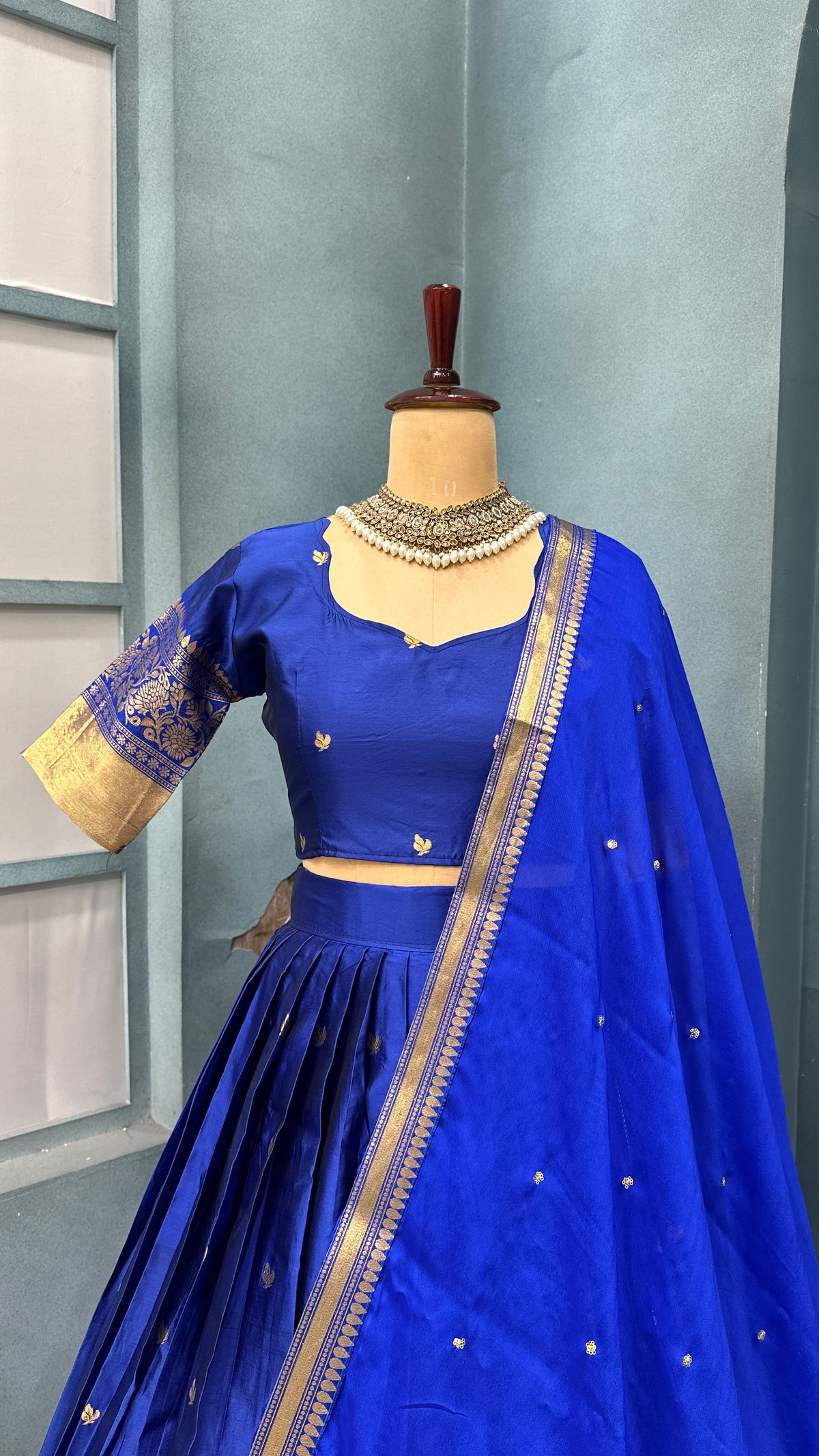Kanchipattu  silk full stitched Lehenga blooming rangoli designer lehenga