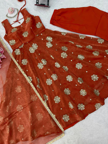Effortless charm anarkali 3 pieces set