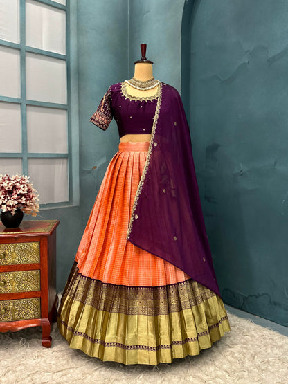 Kanchipuram Checks Designer lehenga set