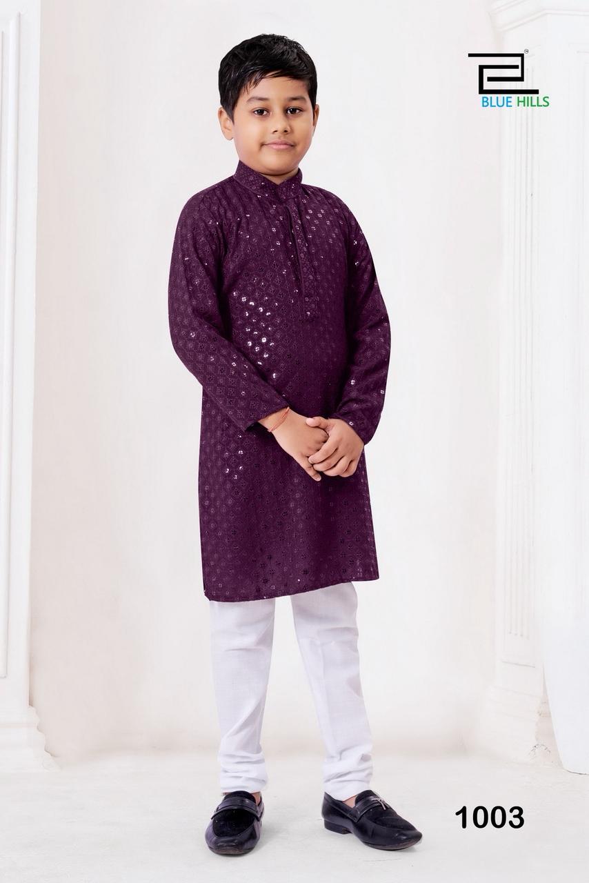 Kid boys chikankari  work  kurta sets
