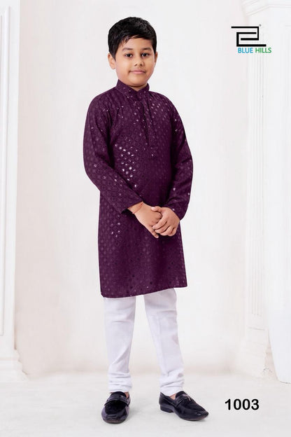 Kid boys chikankari  work  kurta sets