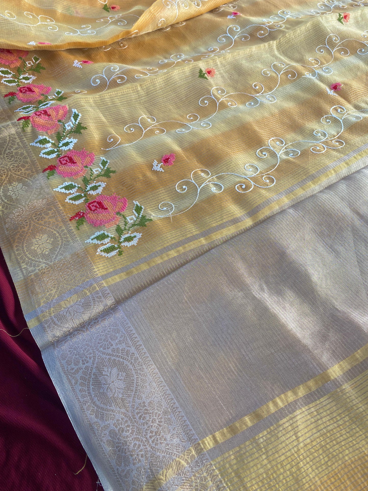 Kota budget Embroidery jequard border sarees
