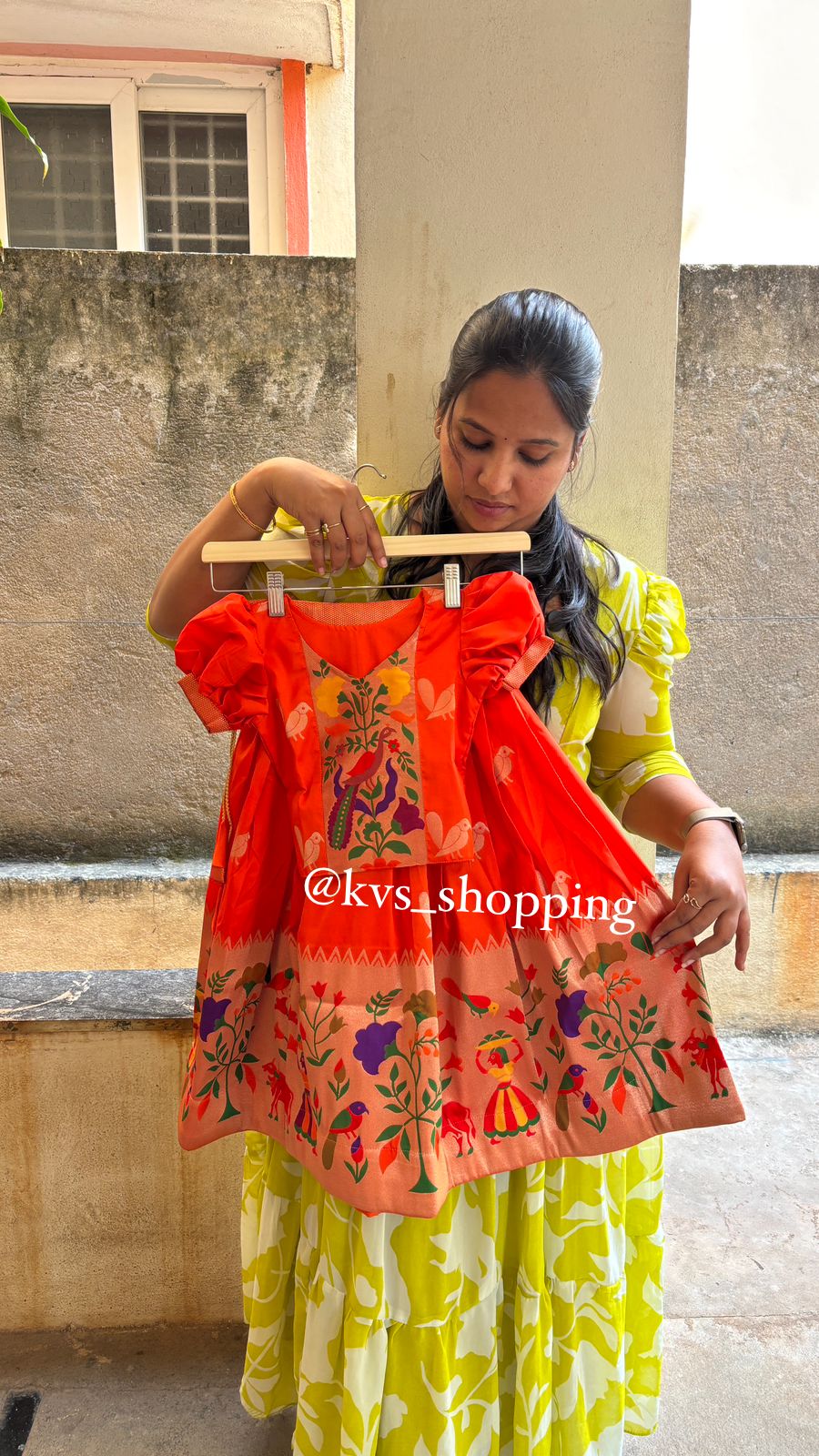 Kids cute paithani delicate zari with puff sleeves