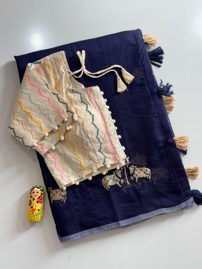 Chanderi Saree with Stitched Blouse