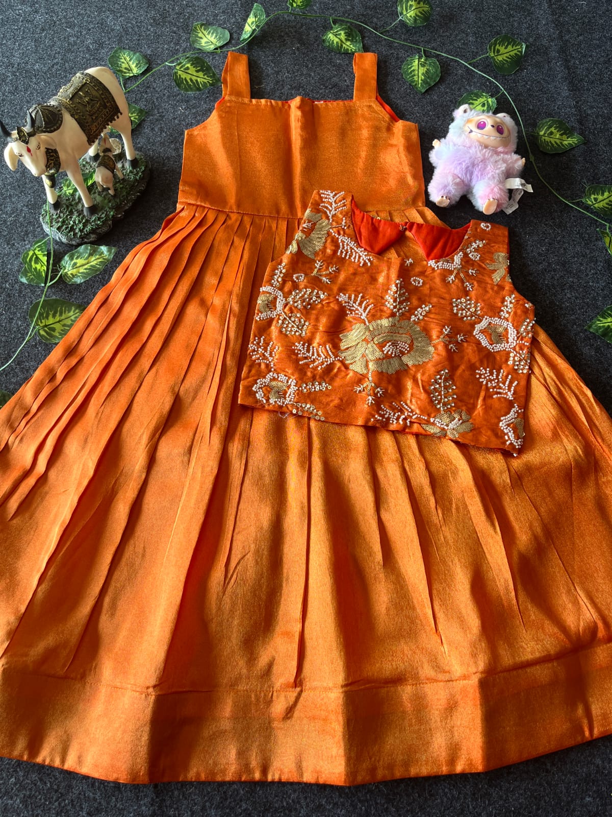 Kids tissue frock with coat model 2 in one