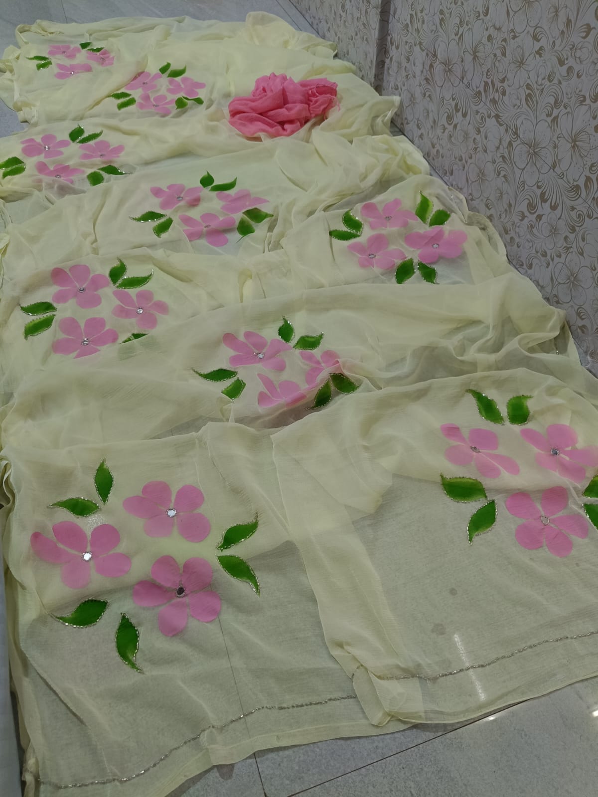 Handwork saree with chiffon budget saree