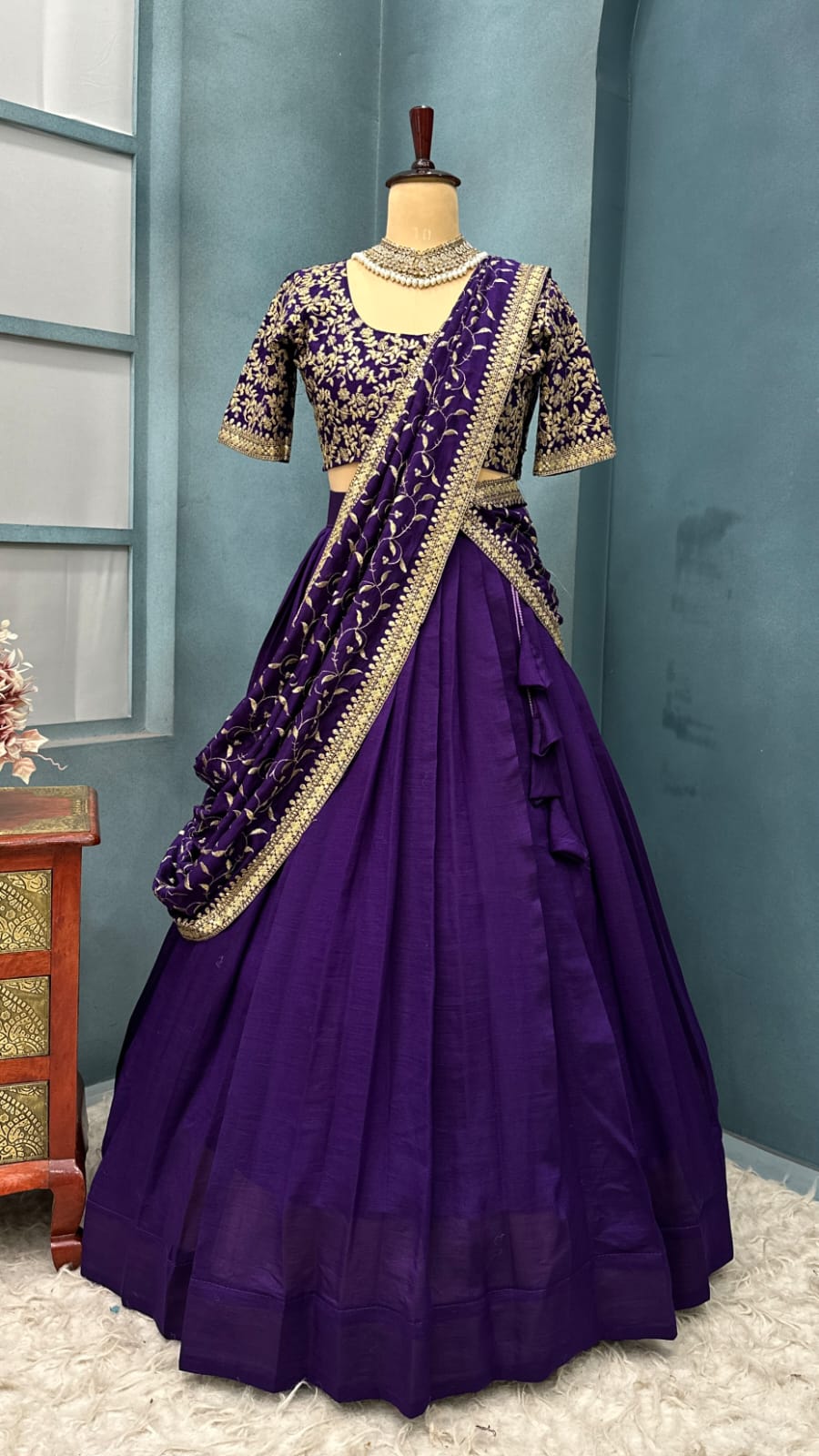 Vichitra silk Designer lehenga
