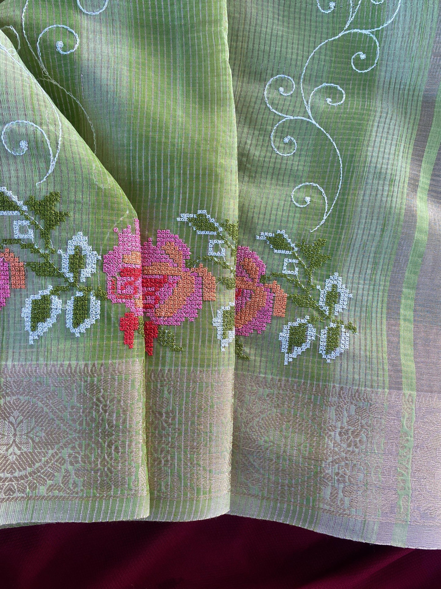 Kota budget Embroidery jequard border sarees
