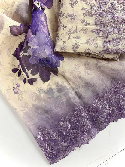 Hand Cratged Organza sequins embroidered luxe sarees