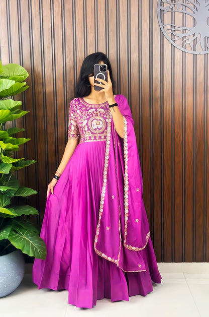 Heavy embroidery work Gown with  duppata