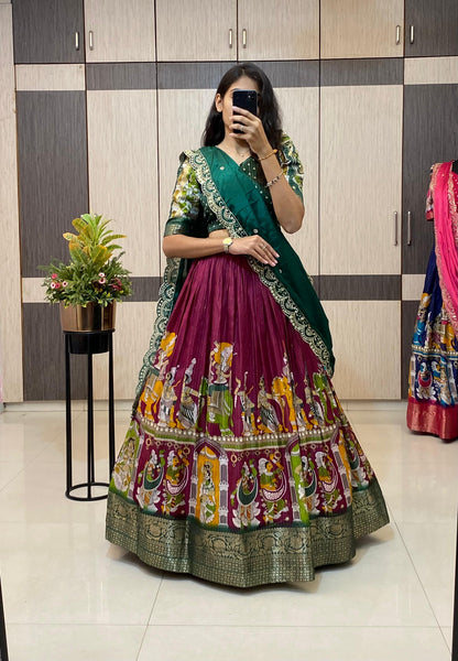 Kalamkari Unstitched Lehengas Choli sets