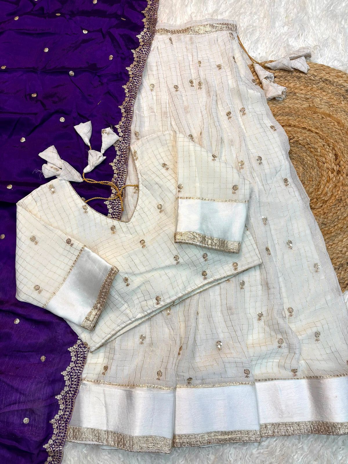 Viscose Georgette checks Designer lehenga