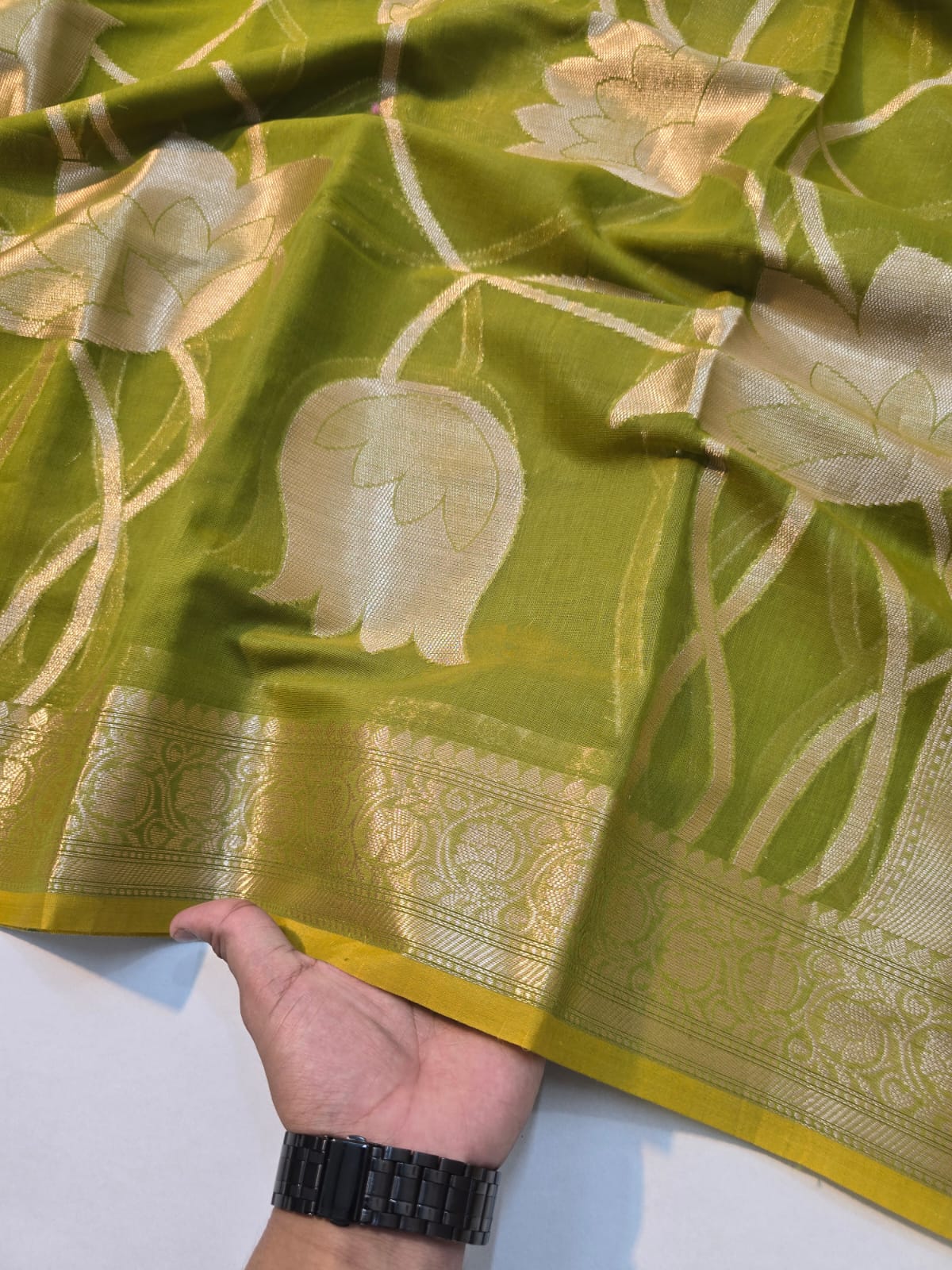 Banarasi mul cotton silk jaal pattern sarees