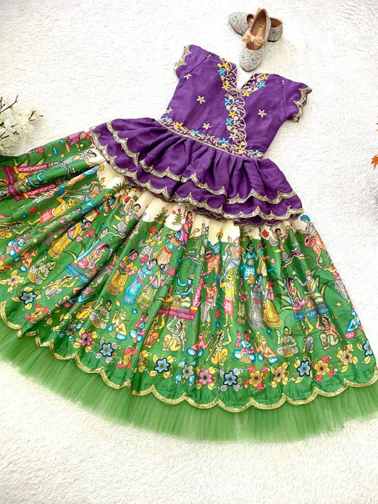 Semi Kalmkari print  kids  crop top sets
