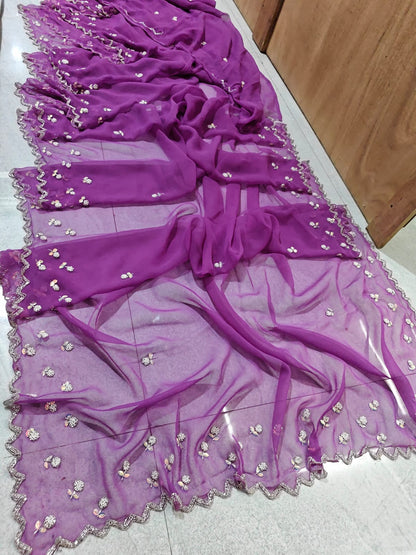 Royal georgette handwork sarees