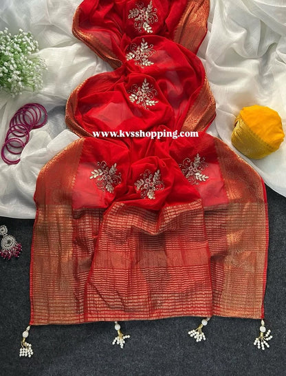 Shimmer Desginer Chinon Trendy Saree
