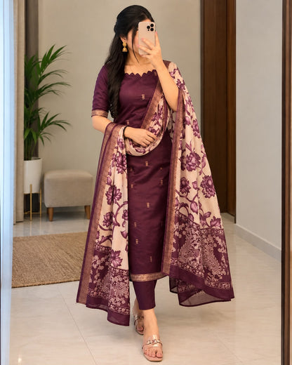 Mangalagiri Butta Silk cotton Top with Chennuri Silk Kalamkari Dupatta kurti sets