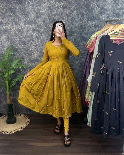 Kalayani Anarkali Mul Chanderi gowns