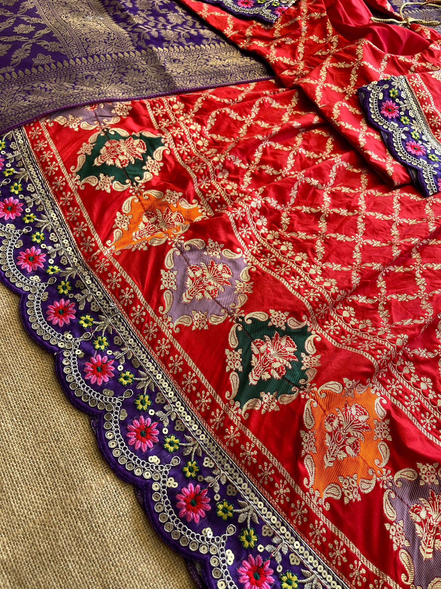 Silk Lehenga with stiched blouse