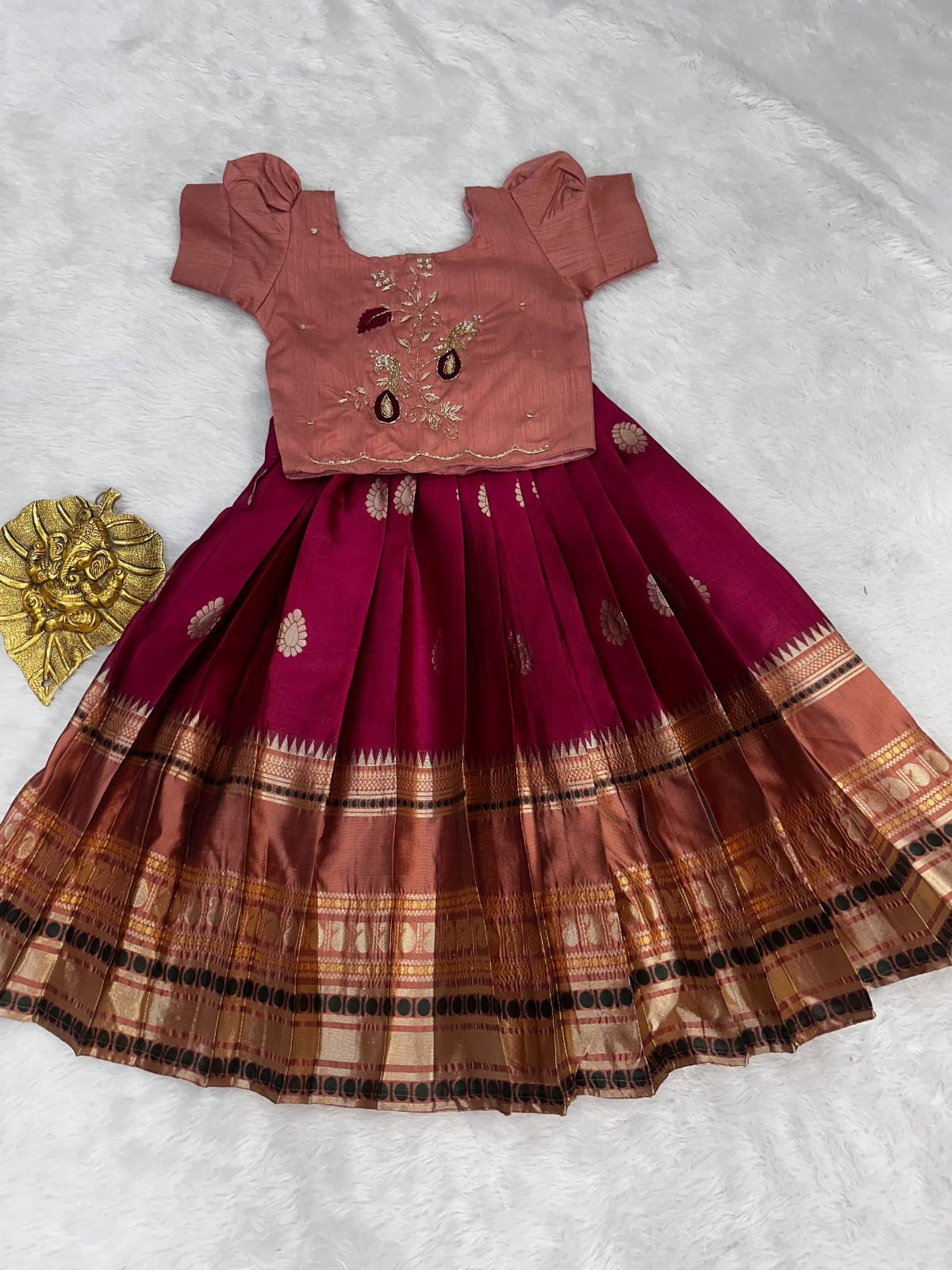 Kids special cute weaving with work blouses