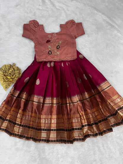 Kids special cute weaving with work blouses