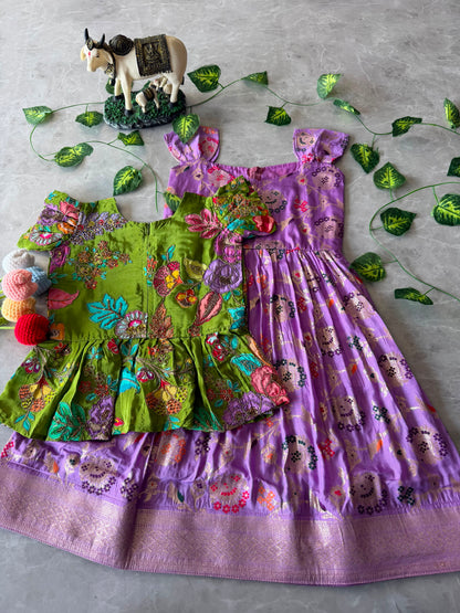 Soft Dola silk 2 in one kids gowns