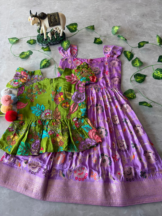 Soft Dola silk 2 in one kids gowns