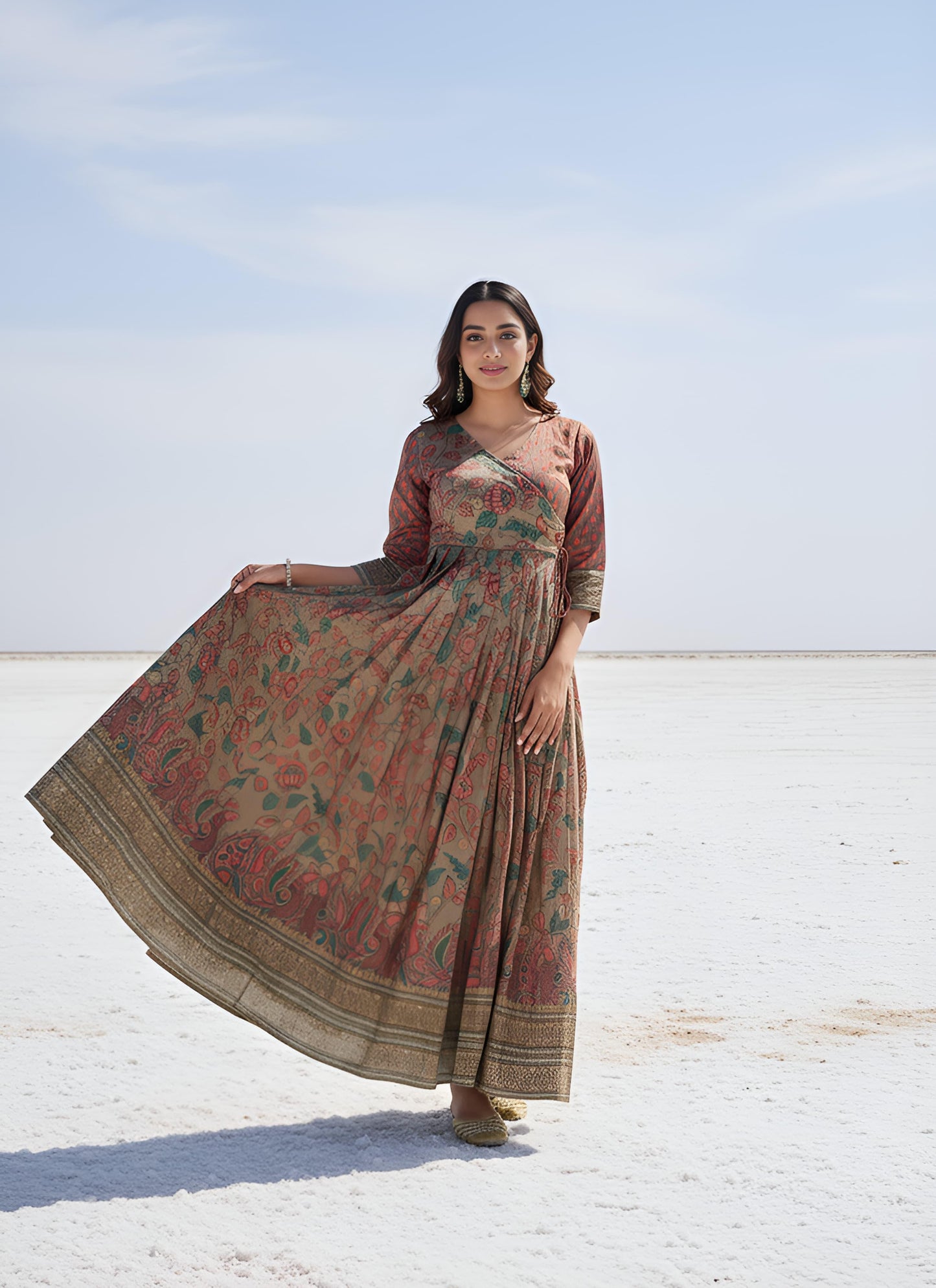 Kalamkari Print Anarkali Gowns