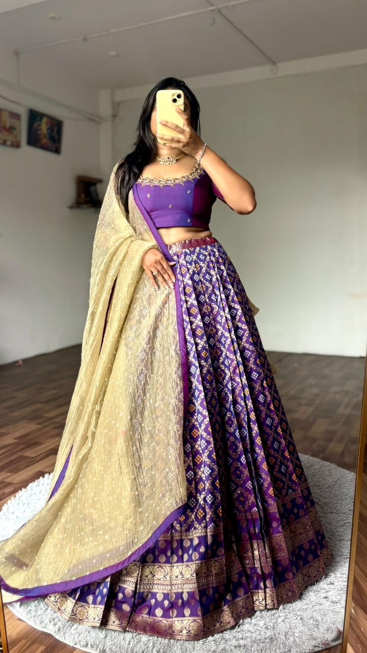 Maggam work indo western style lehenga
