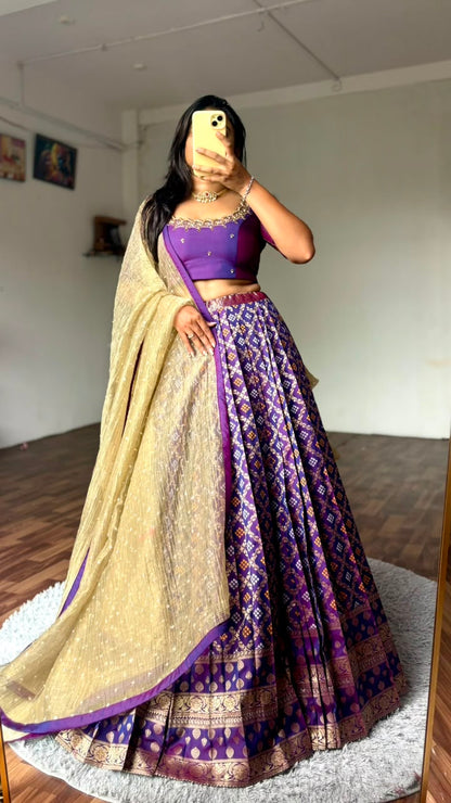 Maggam work indo western style lehenga