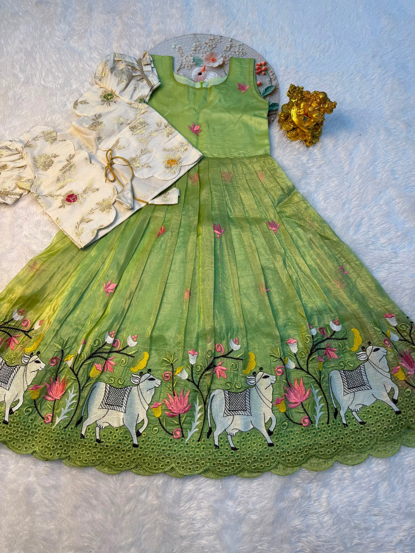 Pichwai embroidery kids cute Lehenga set