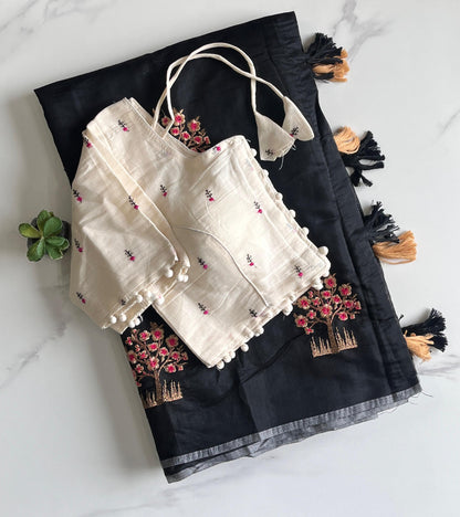 Chanderi Cotton saree with stitched Blouse