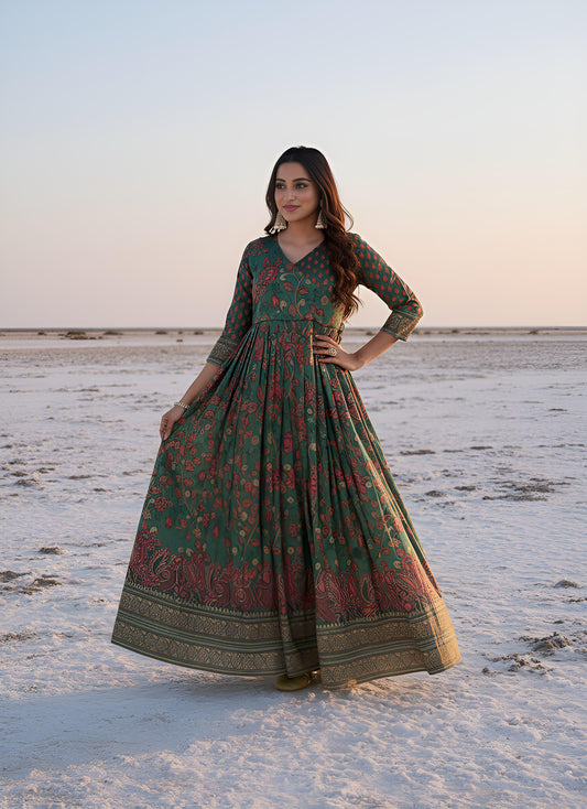 Kalamkari Print Anarkali Gowns
