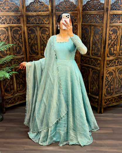 South Salsa Silk Gown with Dupatta