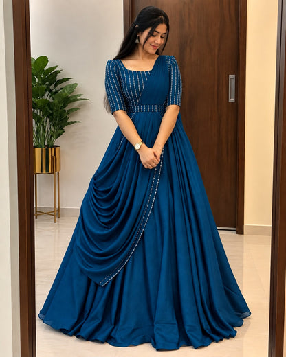 party wear draping style cafe gown