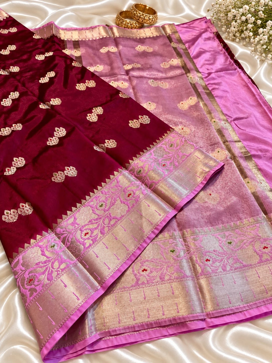 Juhmki series Banarasi katan soft silk sarees