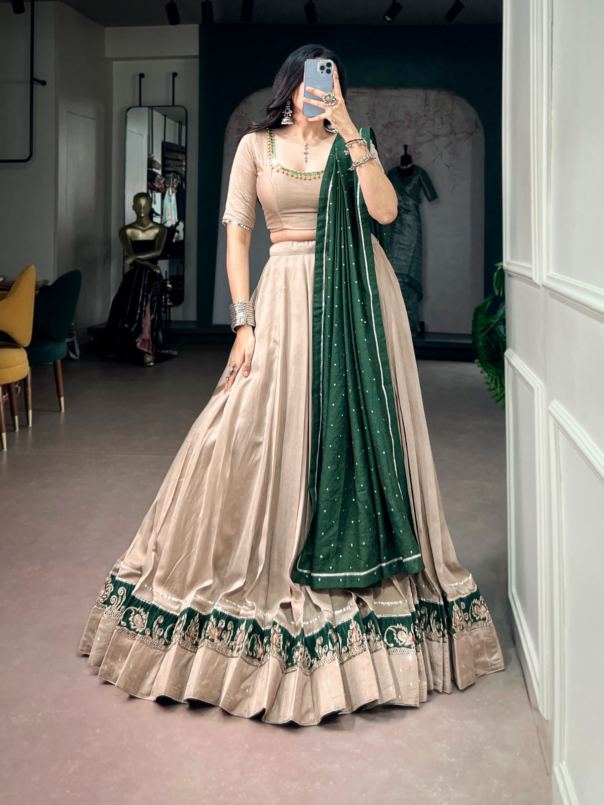 Navaratri designer garba magic Chanderi Lehenga