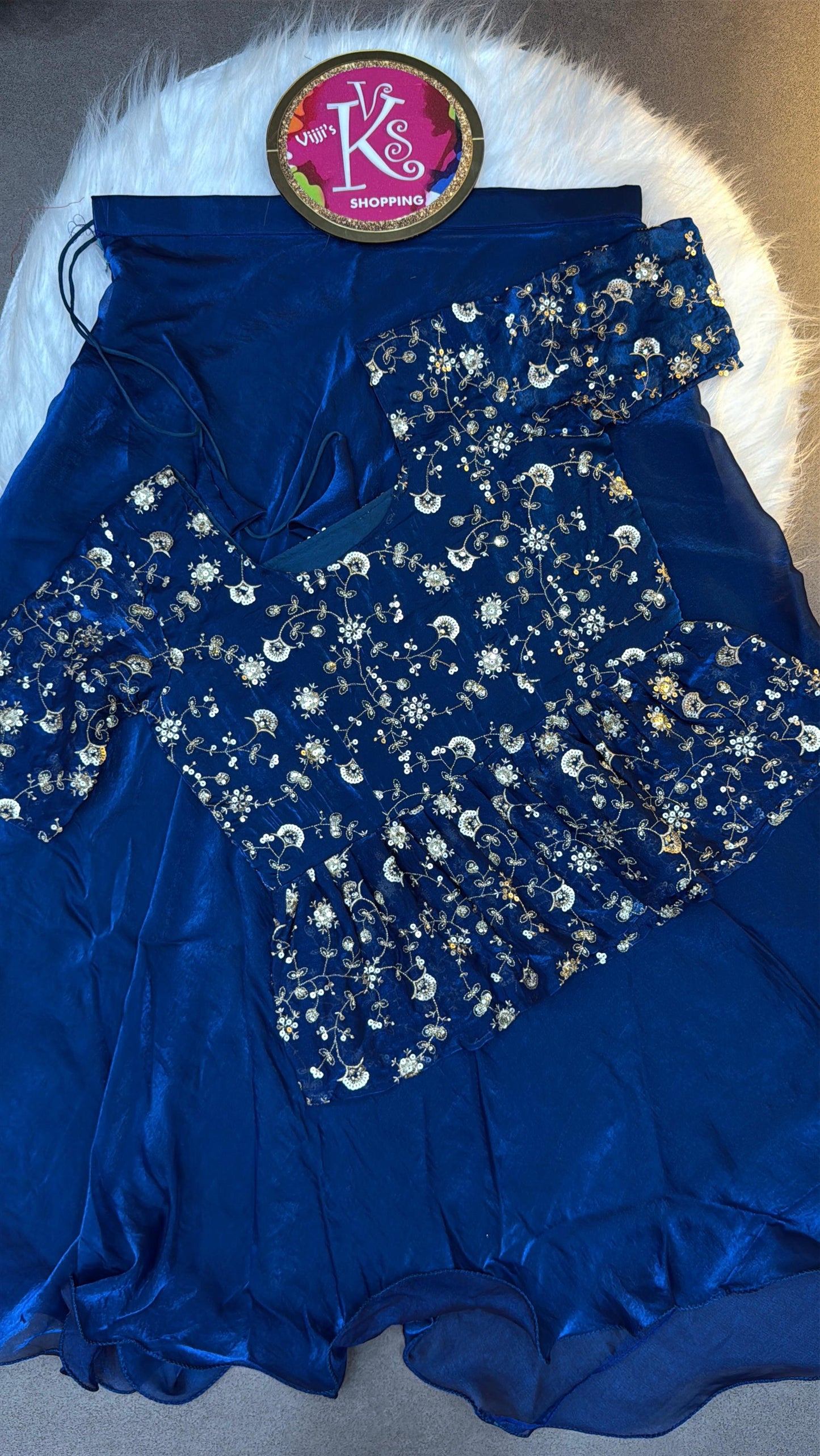 Sequin embroidered crop top style lehenaga