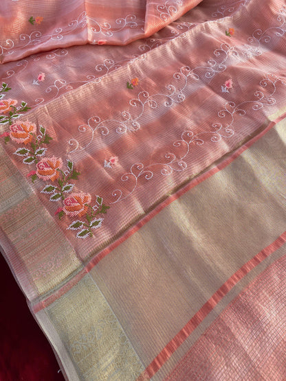 Kota budget Embroidery jequard border sarees