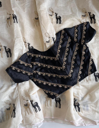 Chanderi cotton saree with stitched Blouse