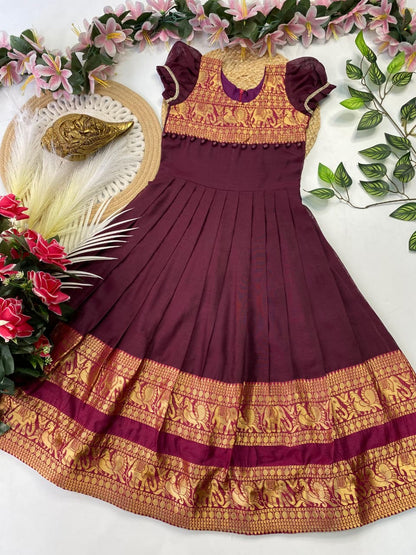 Kids Narayapet silk pattu gowns