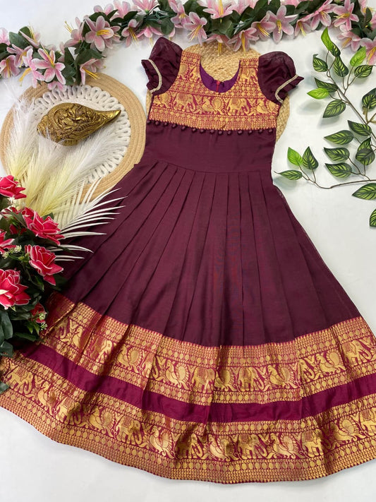 Kids Narayapet silk pattu gowns