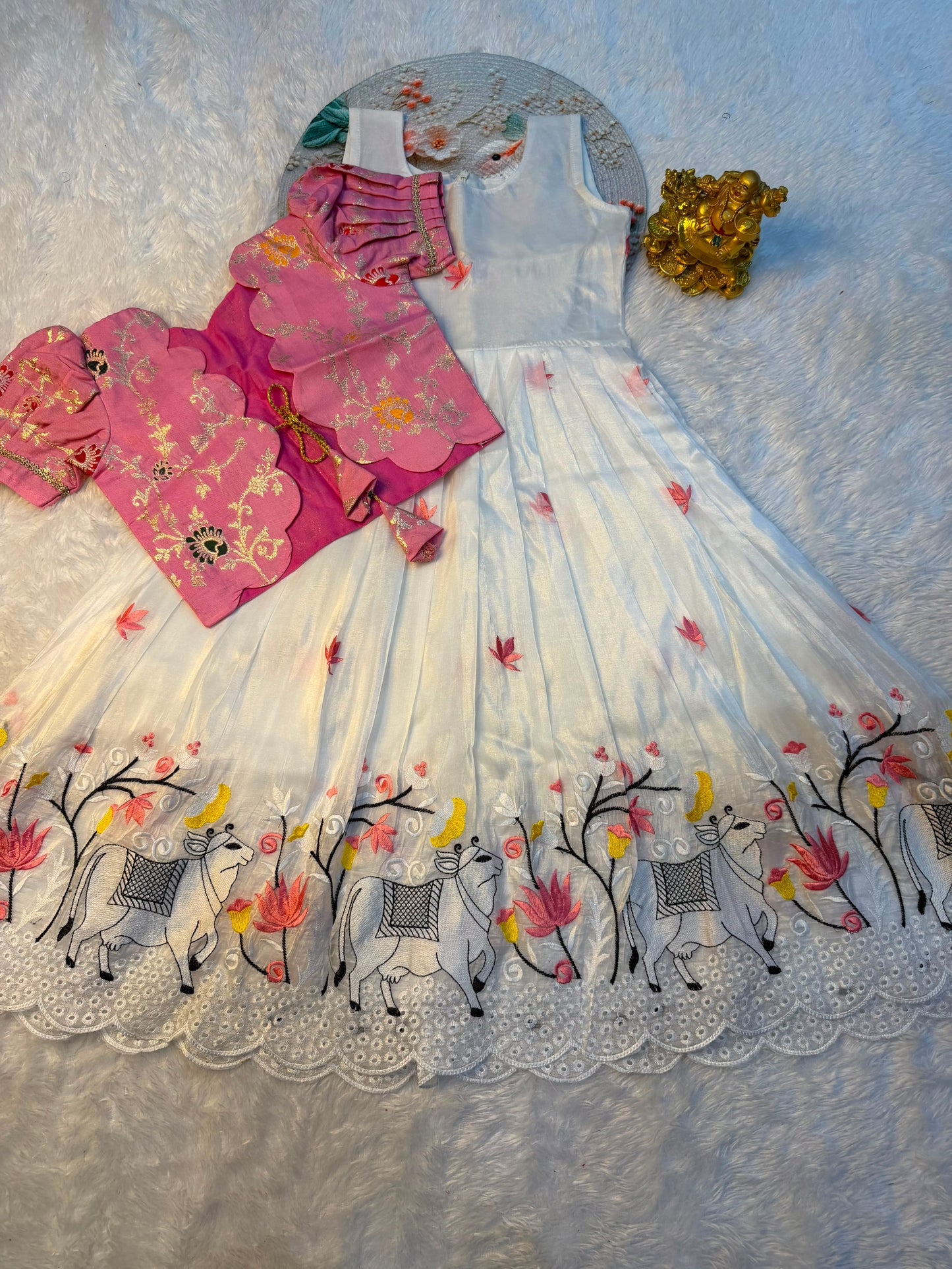 Pichwai embroidery kids cute Lehenga set