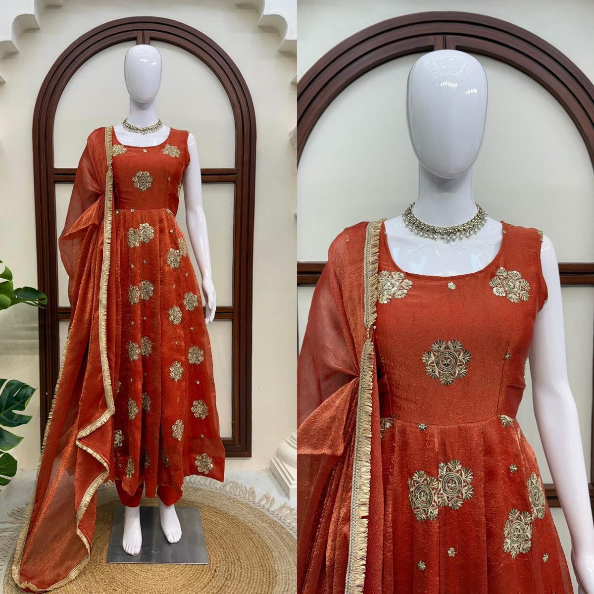 Effortless charm anarkali 3 pieces set